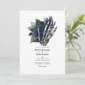 Invitation Code QR de mariage gothique floral bleu marine (Debout devant)