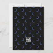 Invitation Code QR de mariage gothique floral bleu marine (Dos)