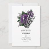 Invitation Code QR de mariage gothique floral pourpre (Devant)