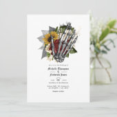 Invitation Code QR de mariage gothique floral rustique d'auto (Debout devant)