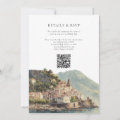 Invitation Code QR de mariage italien à l'aquarelle d'Amalfi (Dos)
