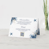 Invitation Code QR de mariage Licorne Aquarelle Bleue Nautiqu (Dos)