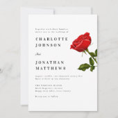 Invitation Code QR de mariage minimal moderne Rose rouge roma (Devant)