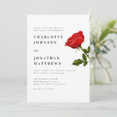 Invitation Code QR de mariage minimal moderne Rose rouge roma (Debout devant)