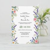 Invitation Code QR de mariage moderne avec fleurs sauvages pr (Debout devant)