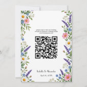 Invitation Code QR de mariage moderne avec fleurs sauvages pr (Dos)