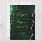 Invitation Code QR de mariage moderne écriture Agate Vert Éme (Devant)