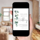 Invitation Code QR de mariage moderne Eucalyptus Script Sage