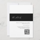 Invitation Code QR de mariage moderne noir et blanc (Dos)