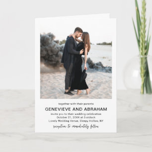 Invitation Code QR de mariage moderne photo noir et blanc pro