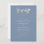 Invitation Code QR de mariage moderne Wildflower Dusty Blue R (Devant)