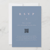 Invitation Code QR de mariage moderne Wildflower Dusty Blue R (Dos)