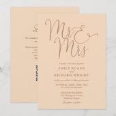 Invitation Code QR de mariage Mr et Mme Moderne Soft Peach (Devant / Derrière)