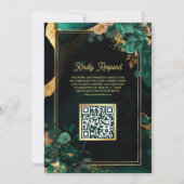 Invitation Code QR de mariage musulman à fleurs dorées vert é (Dos)