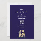 Invitation Code QR de mariage Navy Blue sur le thème des dino (Dos)