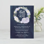 Invitation Code QR de mariage Navy Roses de Lavande Citrouill (Debout devant)