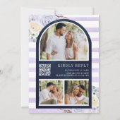 Invitation Code QR de mariage Navy Roses de Lavande Citrouill (Dos)
