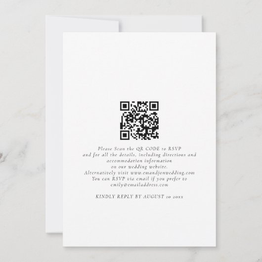 Invitation Code QR de mariage noir blanc écriture funky (Dos)