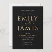 Invitation Code QR de mariage noir élégant or blanc écriture (Devant)