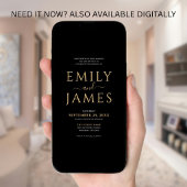 Invitation Code QR de mariage noir élégant or blanc écriture