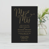 Invitation Code QR de mariage noir et or de M. et Mme Moderne (Debout devant)