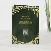 Invitation Code QR de mariage Olive Green Gold Leaf Branch (Dos)