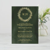 Invitation Code QR de mariage Olive Green Gold Leaf Branch (Debout devant)