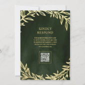 Invitation Code QR de mariage Olive Green Gold Leaf Branch (Dos)