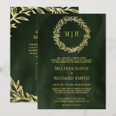 Invitation Code QR de mariage Olive Green Gold Leaf Branch (Devant / Derrière)