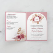 Invitation Code QR de mariage Pampas Floral Rose Grenade (Intérieur)