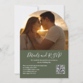 Invitation Code QR de mariage photo arche de verdure vert oli (Dos)