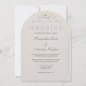 Invitation Code QR de mariage photo d'arche de monogramme gau (Devant)