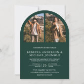 Invitation Code QR de mariage photo d'arche vert émeraude mod (Devant)