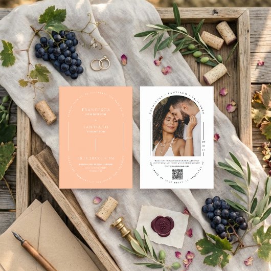 Invitation Code QR de mariage photo d'architecture moderne pê