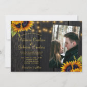 Invitation Code QR de mariage photo de tournesol rustique (Devant)