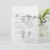 Invitation Code QR de mariage photo écriture Boho (Debout devant)