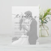 Invitation Code QR de mariage photo écriture moderne (Debout devant)