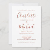 Invitation Code QR de mariage photo élégant écriture Terracot (Devant)