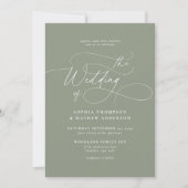 Invitation Code QR de mariage photo élégant vert sauge Rsvp (Devant)