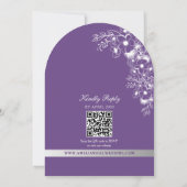 Invitation Code QR de mariage photo florale violet (Dos)