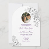 Invitation Code QR de mariage photo florale violet (Devant)