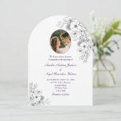 Invitation Code QR de mariage photo florale violet (Debout devant)