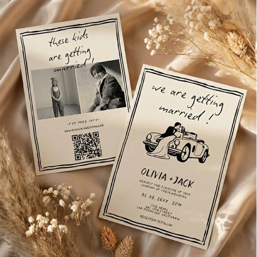 Invitation Code QR de mariage pour enfants qui se marient Pho