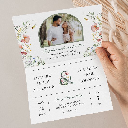 Invitation Code QR de mariage pour photo d'arche de fleurs sa