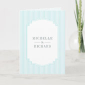 Invitation Code QR de mariage rayé bleu pastel classique (Devant)