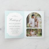 Invitation Code QR de mariage rayé bleu pastel classique (Intérieur)