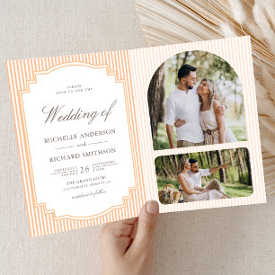 Invitation Code QR de mariage rayé orange classique