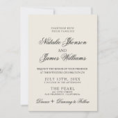 Invitation Code QR de mariage rétro argent de famille élégant (Devant)
