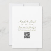 Invitation Code QR de mariage rétro jardin olive floral vert (Dos)