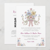 Invitation Code QR de mariage romantique pastel floral tout-e (Devant / Derrière)